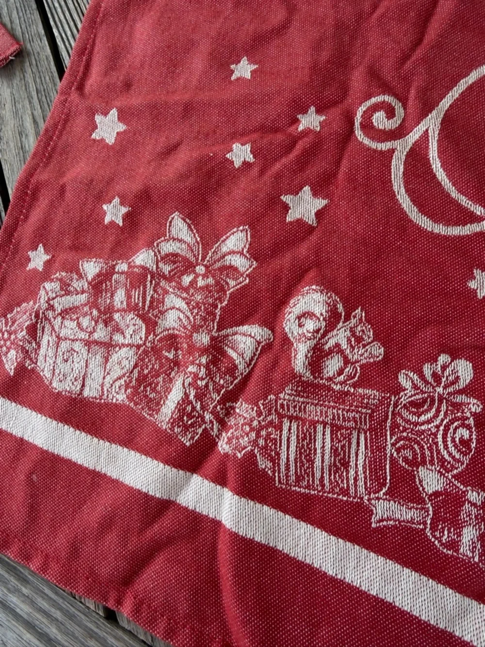Williams-Sonoma Twas The Night Before Christmas Jacquard Apron Red White NWT OS